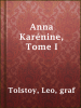 Book Cover for "Anna Karénine, Tome I"